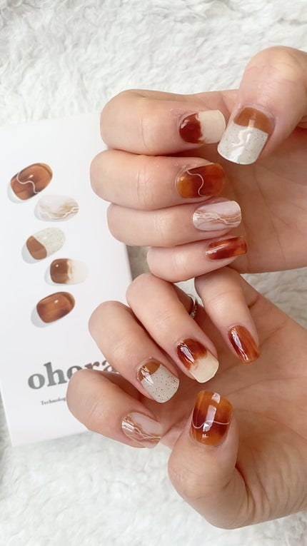 セミキュアジェルネイル(ハンド)/ohora/ネイルシールの人気ショート動画