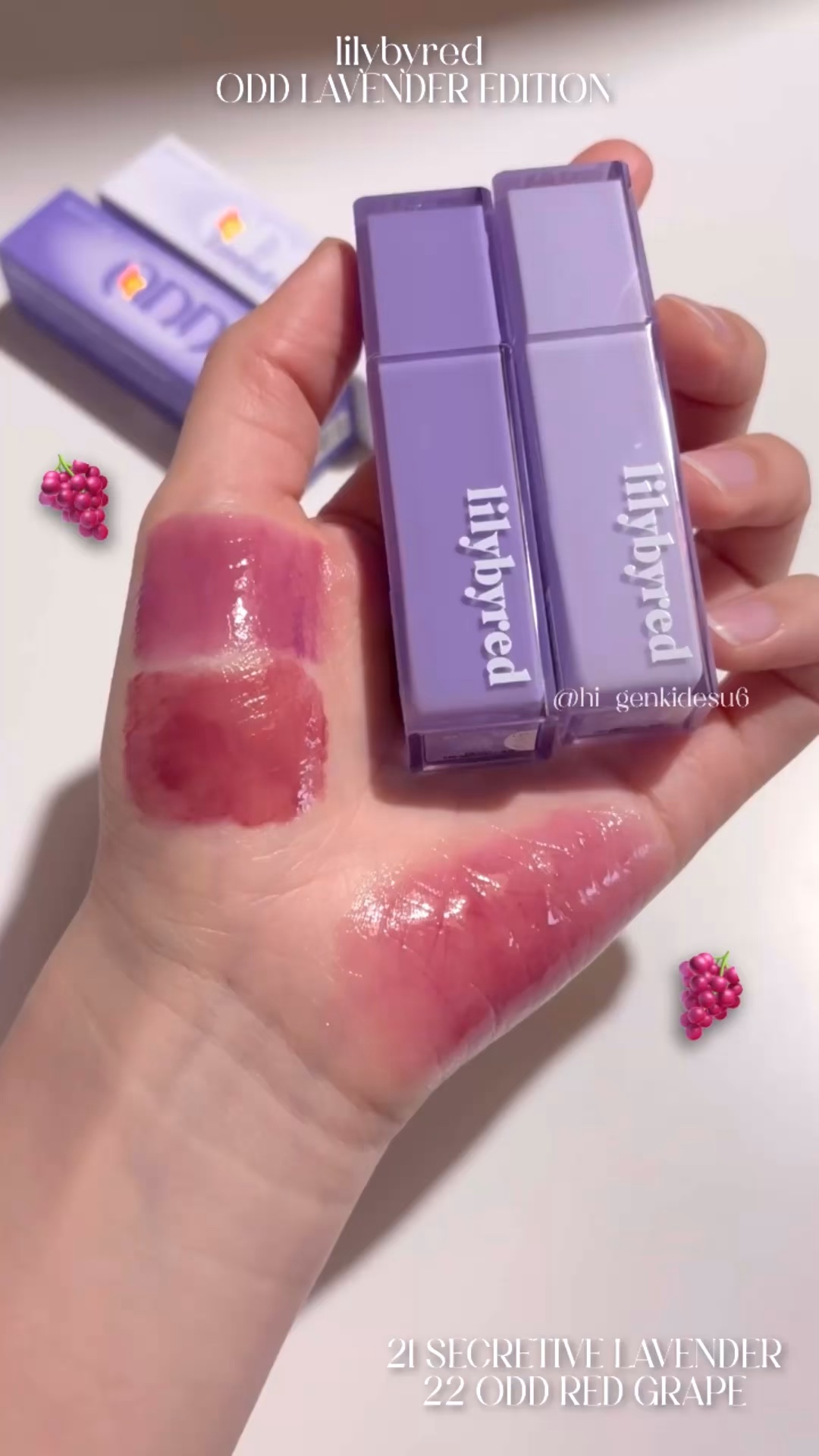 ☁lilybyred / BLOODY LIAR COATING TINT 
各¥1,430 #購入品
────────────
🍇21 SECRETIVE LAVENDER：ブルベ向けのアイシーラベンダー。紫がしっかり発色してミステリア