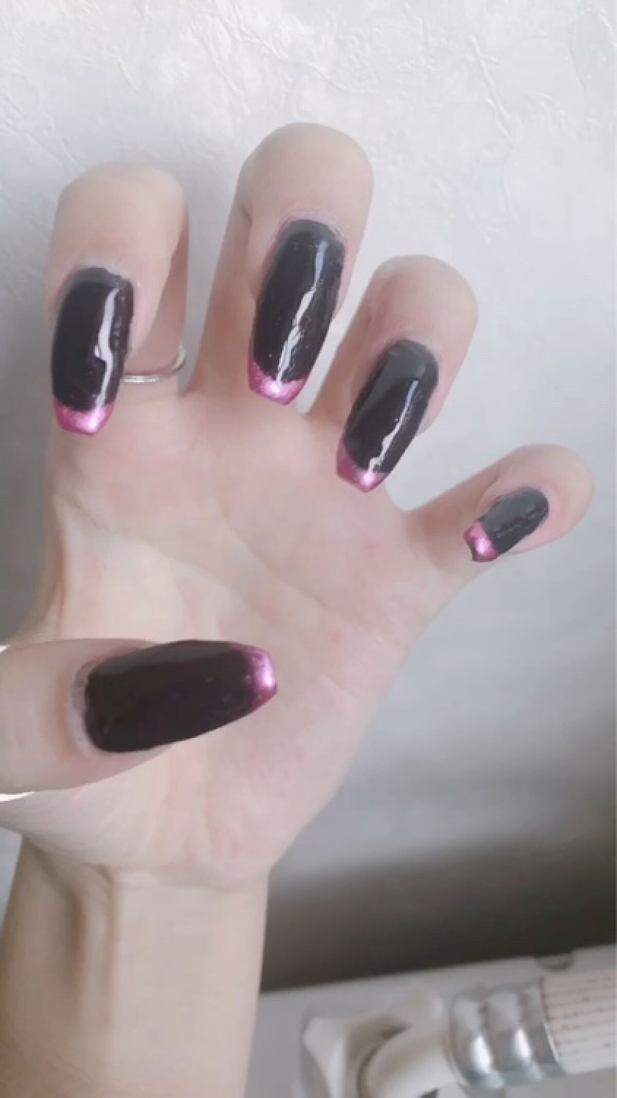 #ミラーネイル,#ミラーフレンチネイル,#セルフネイルのネイルデザイン