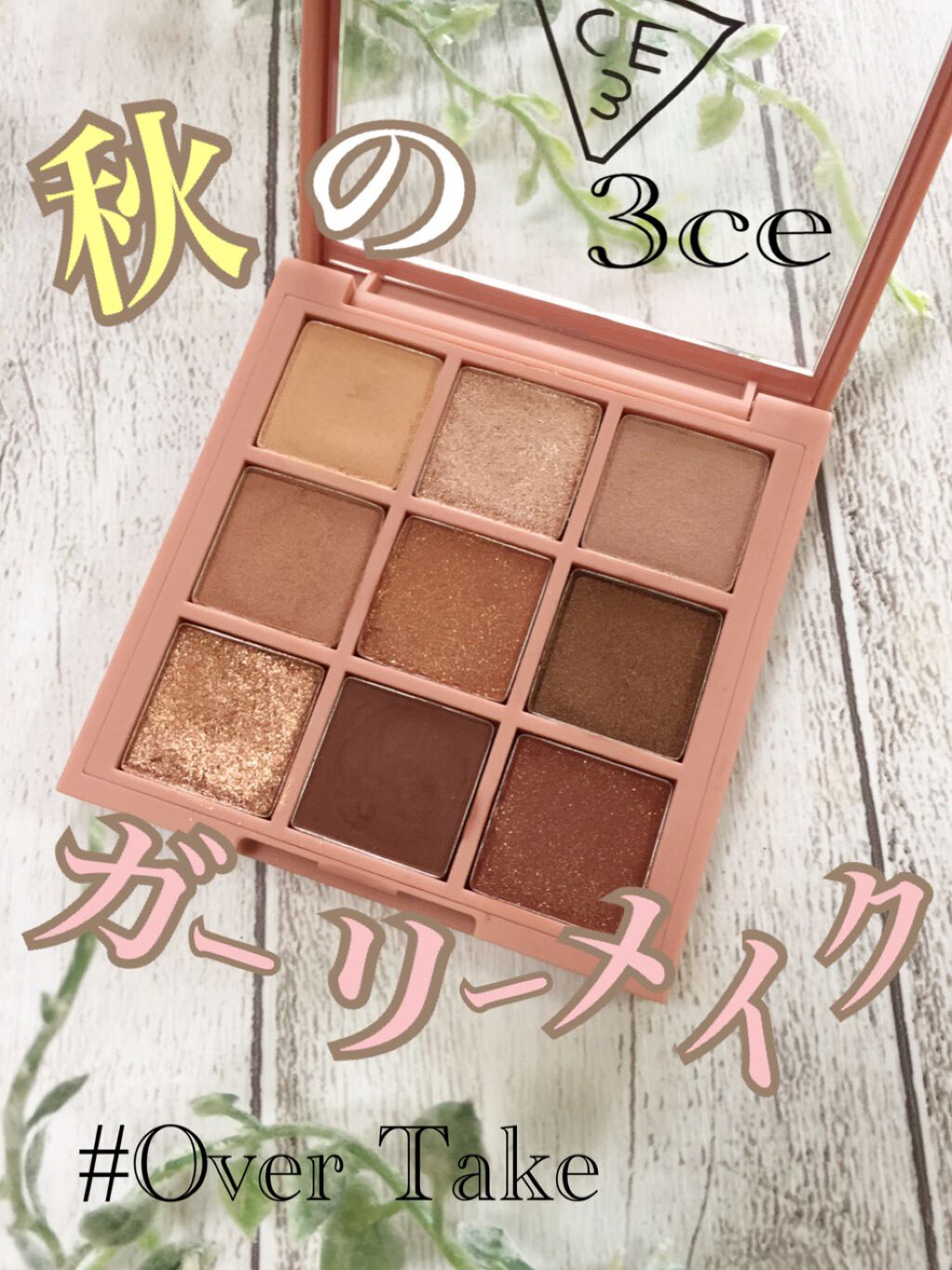 こんにちは😃

今回は、3ceマルチアイカラーパレットの
人気色"オーバーテイク"を紹介します🎶

このカラー、いろんなくすみピンク〜ブラウンカラーがそろっていて、とっても使いやすい！

明るいピンクが似合わない方でも、なじむと思います