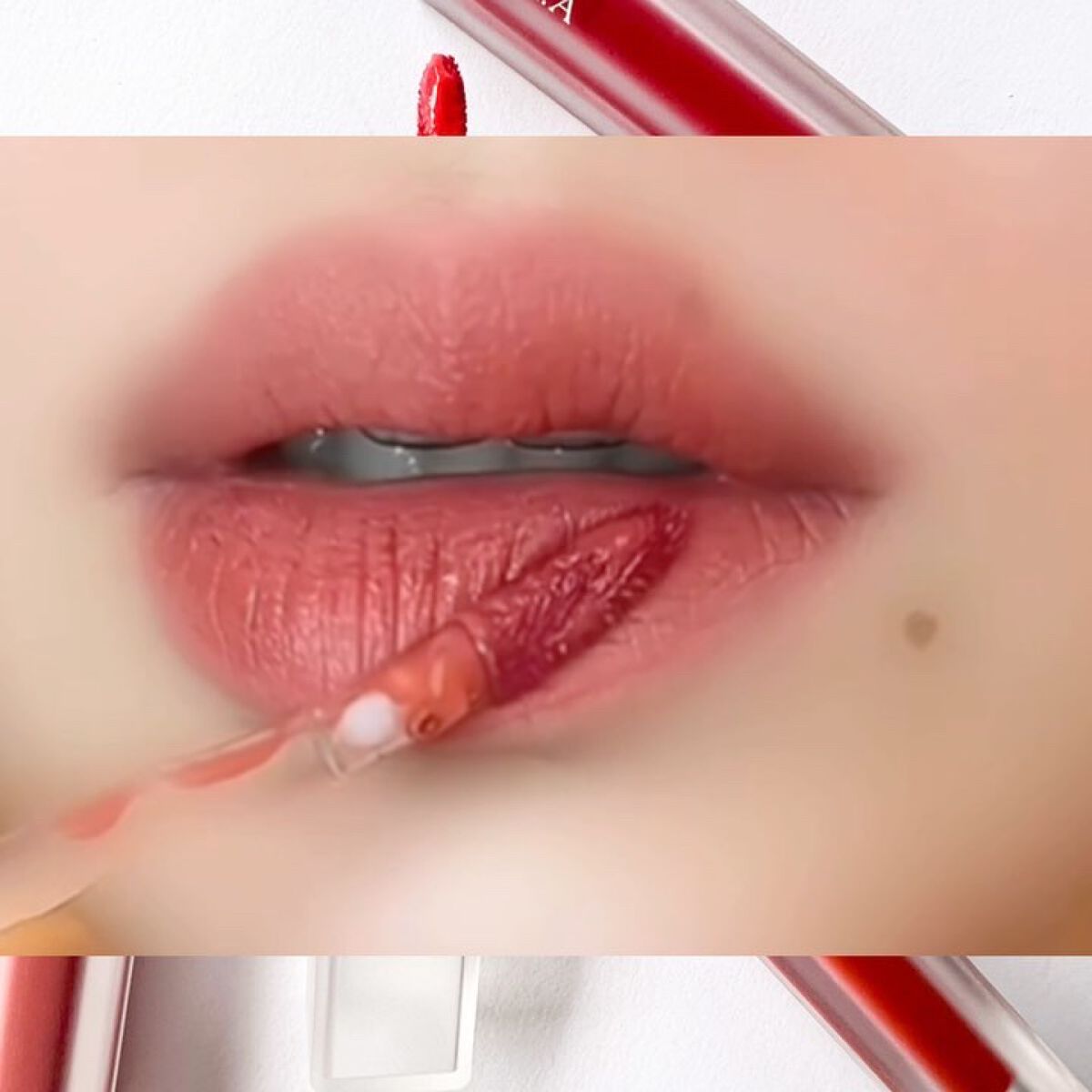 シアーベルベットティント 03 ディープクリムソン/Dear.A/リップティントを使ったクチコミ（3枚目）