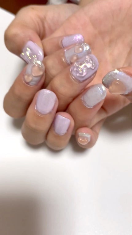 まゆみ on LIPS 「SHNIE紫外線パーツ❤️でネイルをしてみました。❤️とクマち..」(3枚目)