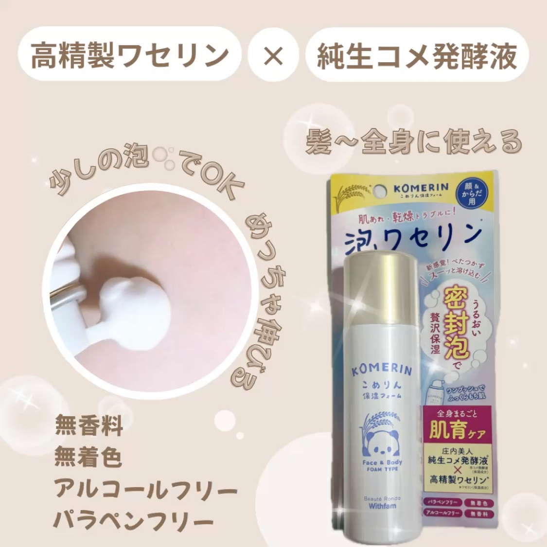 こめりん保湿フォーム/ビューテロンド/フェイスクリームを使ったクチコミ（2枚目）