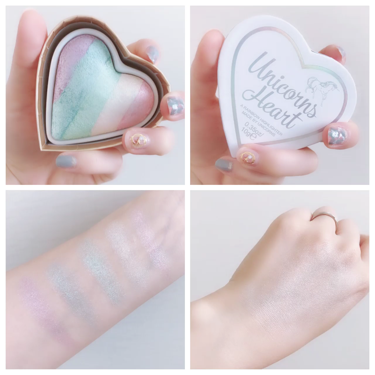 MAKEUP REVOLUTION ハートハイライター ユニコーンハートのクチコミ「‎⑅⃛ 4枚め 顔に使用画像あり

ﻌﻌ♥ MAKEUP REVOLUTION
ハートハイライ.....」（2枚目）