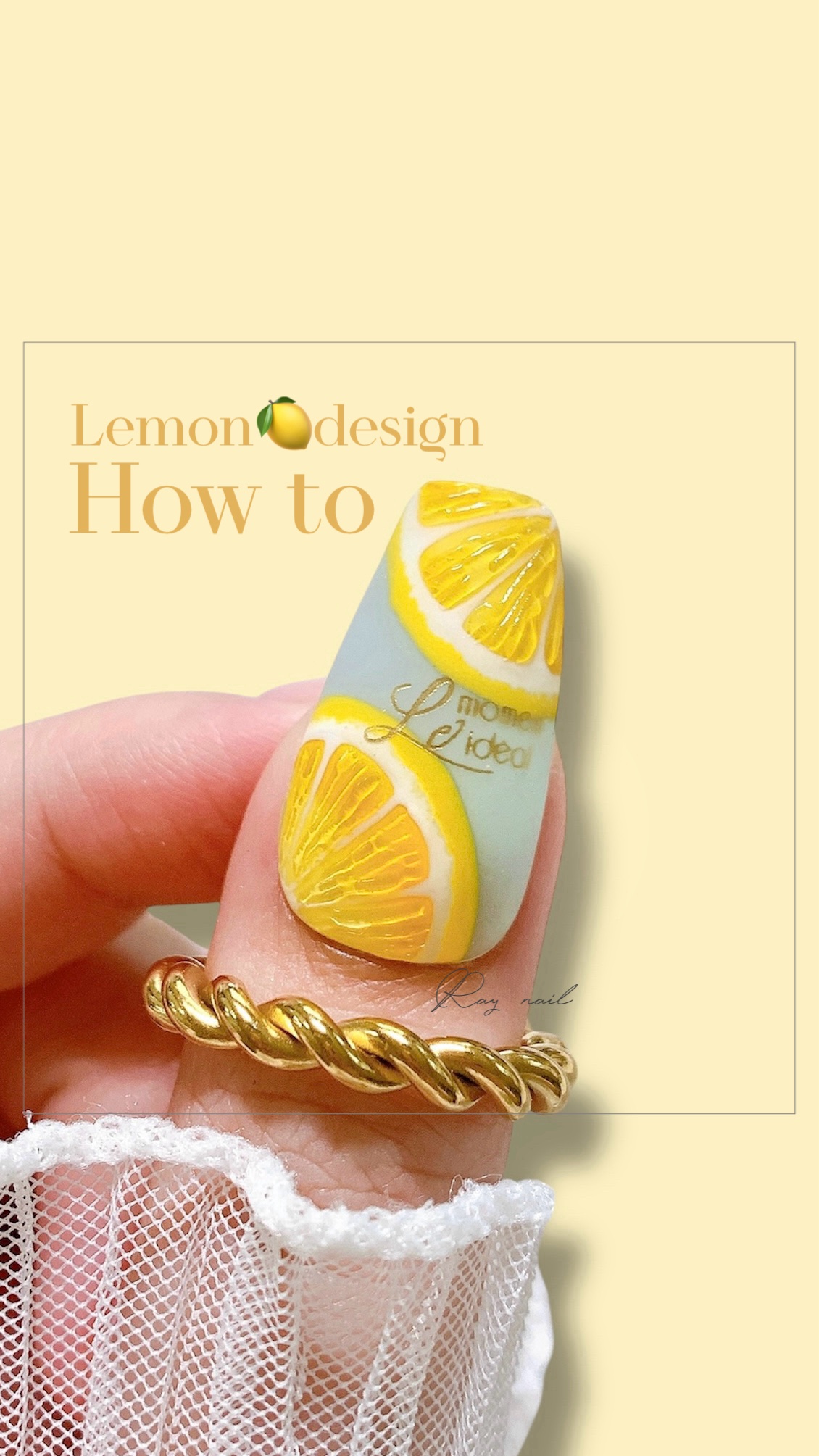 #セルフネイル,#レモンネイル,#夏ネイルのネイルデザイン