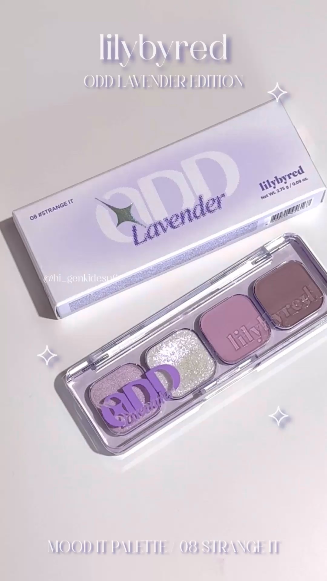 🔮໒꒱ lilybyred / MOOD IT PALETTE [08 STRANGE IT] ¥1,760 #購入品
────────────
ブルベ向けのピンクラベンダーパレット。かなりクールトーン寄りの発色で、神秘的なパープルメイク