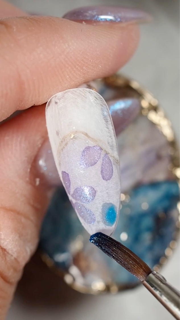 #ジェルネイル,#マグネットネイル,#セルフネイル,#梅雨ネイル,#アジサイネイル,#水彩ネイルのネイルデザイン