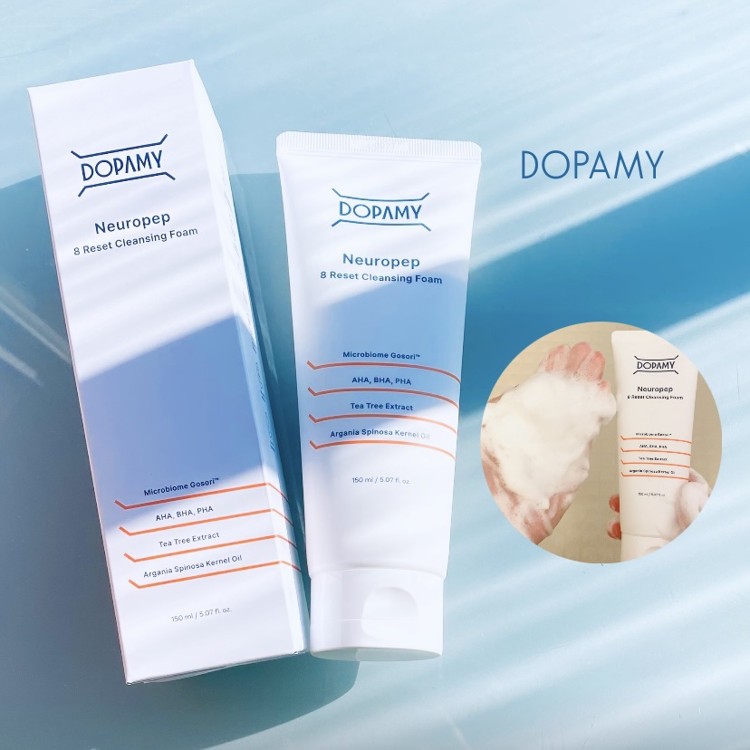 DOPAMY（ドパミー）　Neuropep 8 Reset Cleansing Foam（ニューロペップ8リセットクレンジングフォーム）

AHA、BHA、PHA成分や天然由来スクラブ配合のクレンジングフォーム。
スクラブ配合ですが、きめ細