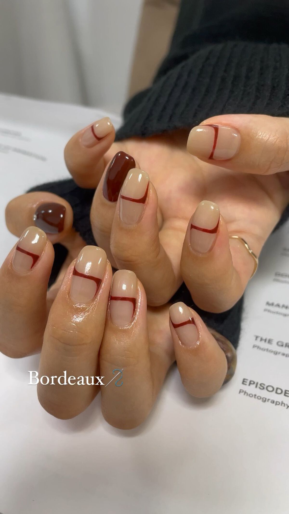 #ジェルネイル,#セルフネイル,#フレンチネイル,#ボルドーネイル,#ベージュネイル,#秋ネイルのネイルデザイン