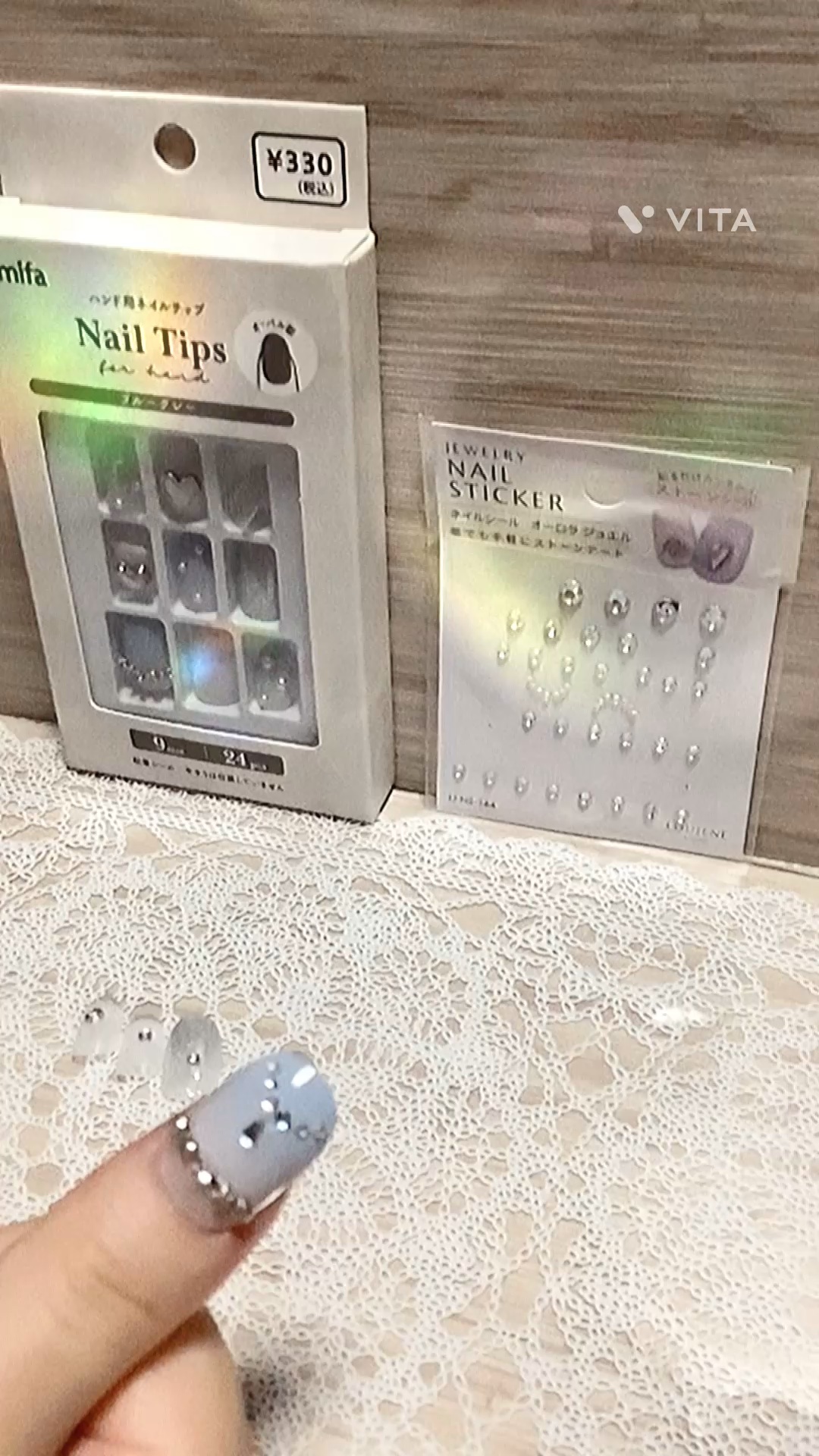 CanDoネイルチップブルーグレー/キャンドゥ/ネイルチップ・パーツの動画クチコミ1つ目