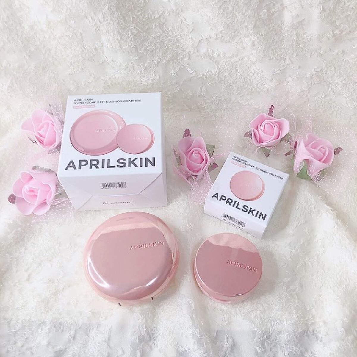 ハイパーカバーフィットクッション ピンク（桜エディション）/APRILSKIN/クッションファンデーションを使ったクチコミ（2枚目）