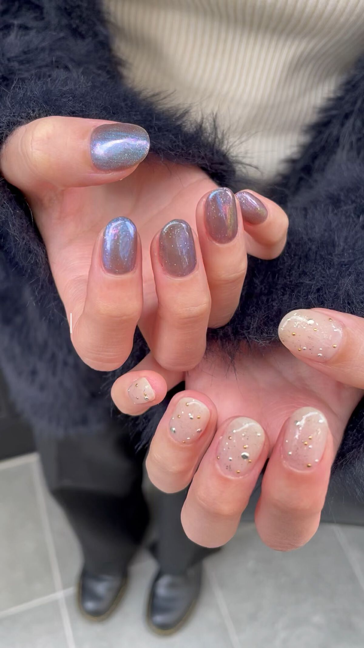 #ちゅるんネイル,#韓国ネイル,#ワンホンネイル,#マグネットネイル,#キラキラネイル,#ブルーネイル,＃宇宙ネイルのネイルデザイン