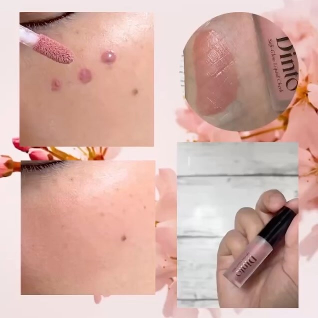 【限定パケ 桜エディション】 ブラーグローイリップティント＆ペアチーク パーフェクトセット/Dinto/リキッドチークを使ったクチコミ（3枚目）