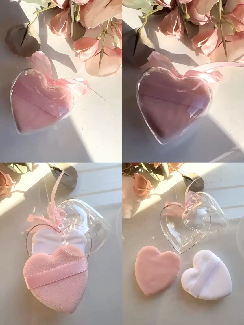 パウダーパフ ハート ケースベルト付き/DAISO/パフ・スポンジの動画クチコミ1つ目