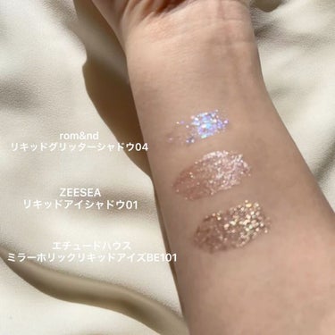 ミラーホリック リキッドアイズ BE101 シャンパンバブル/ETUDE/リキッドアイシャドウを使ったクチコミ（2枚目）