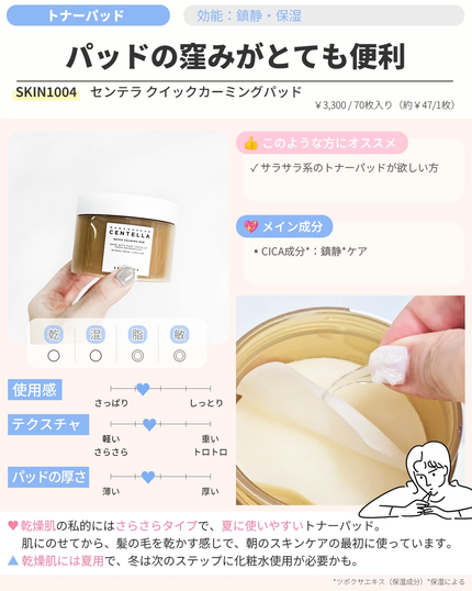 センテラ クイックカーミングパッド/SKIN1004/トナーパッドを使ったクチコミ(2枚目)