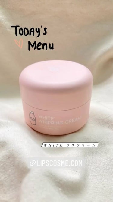 【使った商品】G9 SKIN　WHITE WHIPPING CREAM　ウユクリーム　ピンク

【商品の特徴】顔や腕、足などに塗って肌を白く見せる、メイク下地

【使用感】水っぽく伸びやすい

【良いと