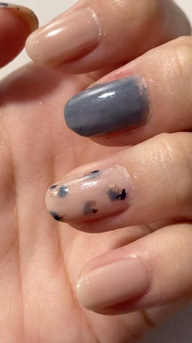 花びら散る大人っぽブルーネイル💅

超簡単なのにそれっぽく見える！
不器用さんでも色の組み合わせとドットの位置のバランスでいい感じのネイルになります♡

