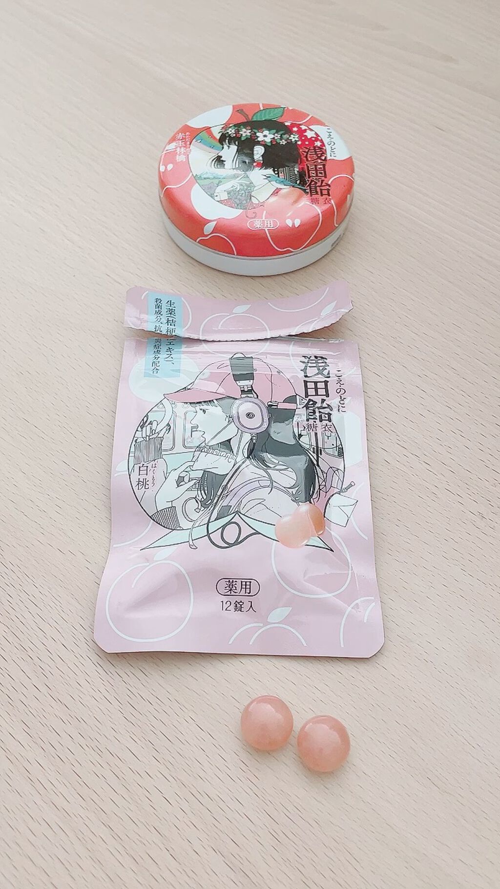 浅田飴糖衣 白桃 中村佑介氏デザイン缶/浅田飴/その他を使ったクチコミ（1枚目）