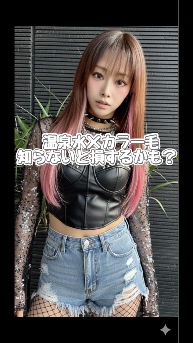 温泉だいすきです♨️
疲れた体がふわ〜っとゆるむ感じ、最高だよね。

ただね、これは
カラーしてる人向けの私の体験談なんだけど👇

温泉水で髪を洗うと
「あれ？色落ち早くない？」って
感じたことがあって💦

温泉って場所によって
アルカ