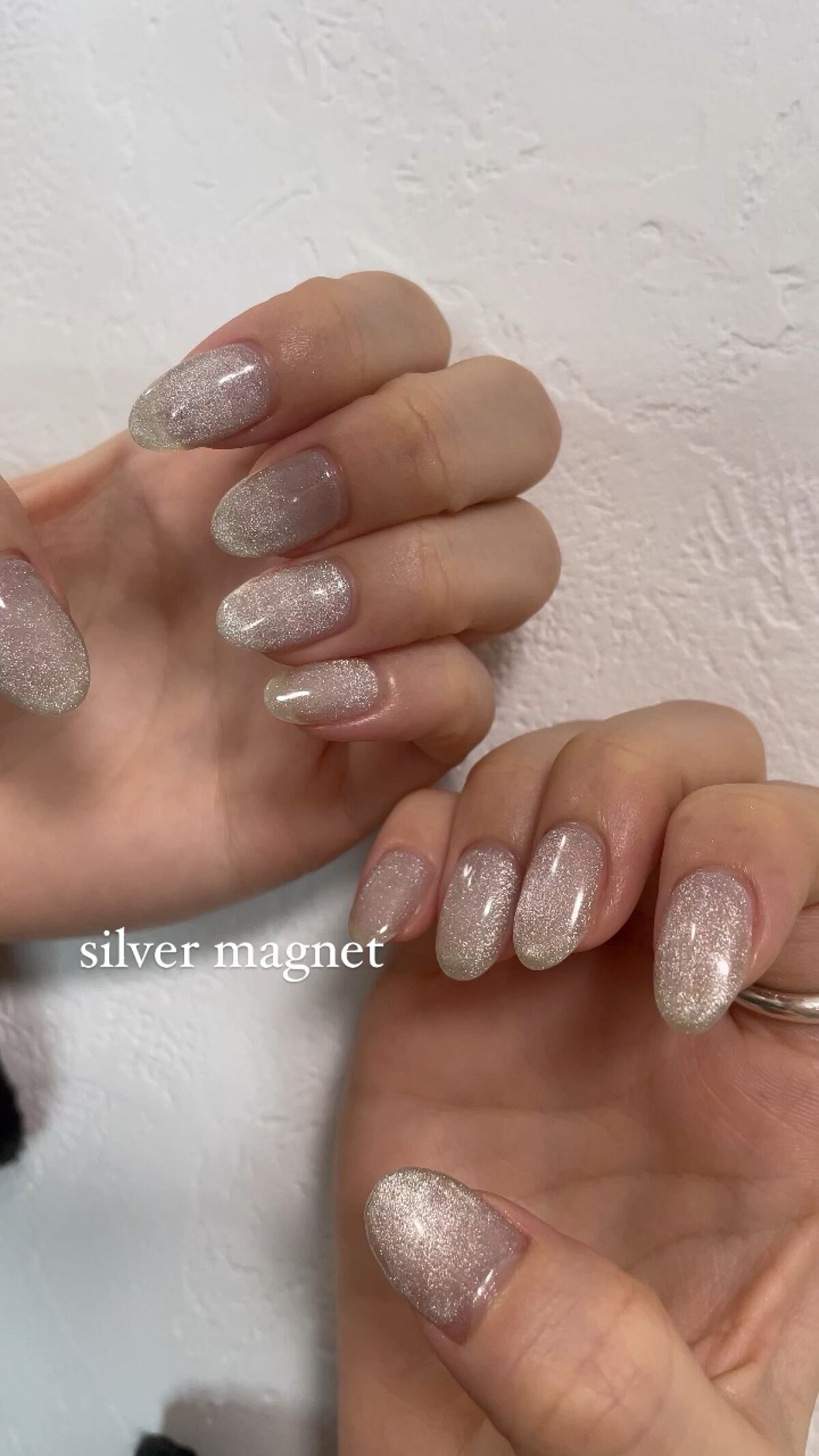 #ニュアンスネイル,#マグネットネイル,#ブライダルネイル,#シルバーネイル,#冬ネイルのネイルデザイン