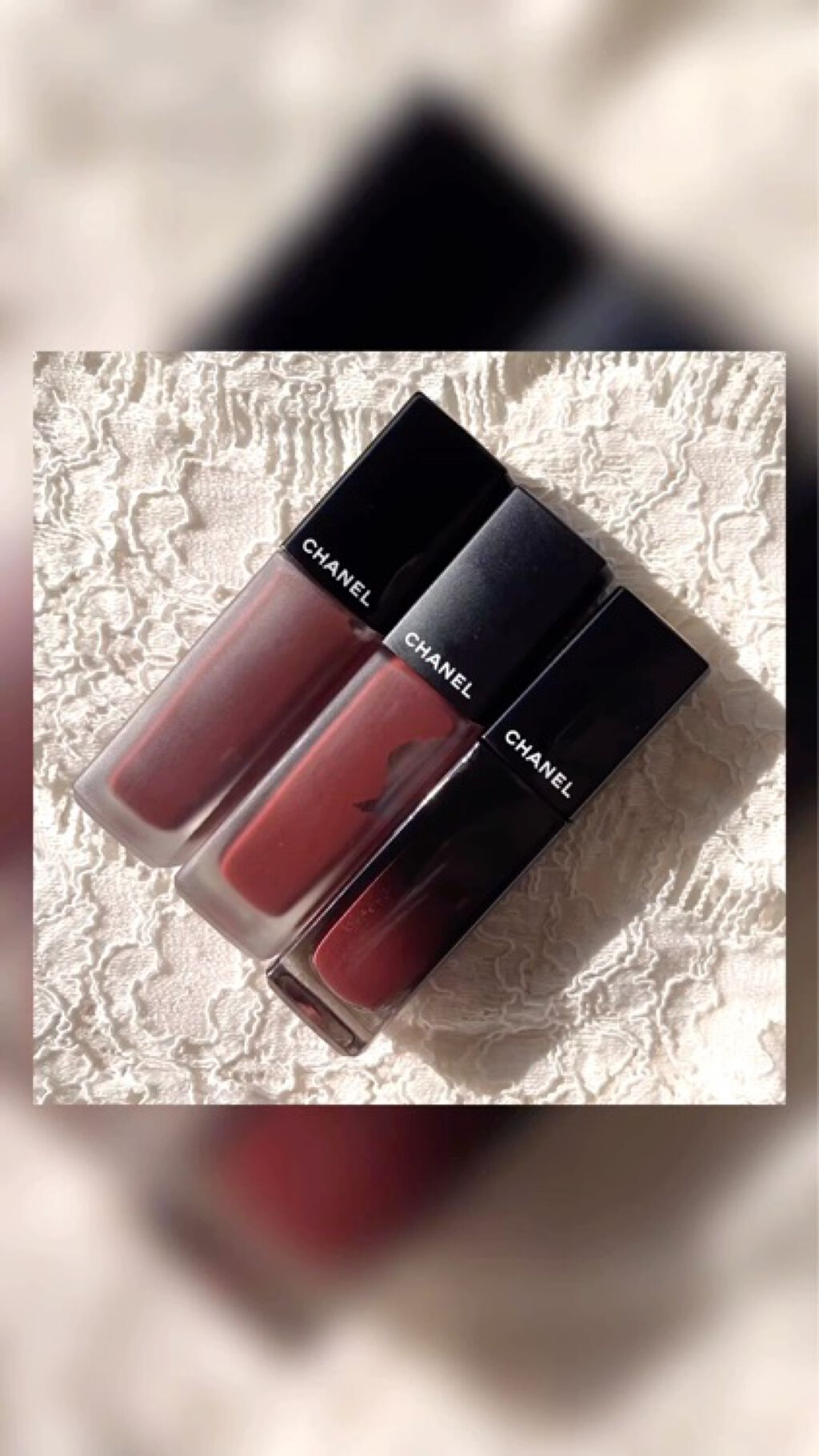 シャネルのリキッドリップ💄
どれもこれも可愛いので。

テクスチャーも魅力もそれぞれなのでちょっとずつ集めたくなっちゃう☺️

今の気分的にはアリュールラックのテクスチャーが1番好きです😍

マスク生活がまだちょっと続きそうだけど、いつ