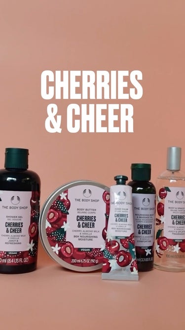 THE BODY SHOP リップバター CHのクチコミ「ホリデー限定の香り
🍒🎄CHERRIES＆CHEER＆SHARE🎄🍒
ラインナップをご紹介🍒
.....」（1枚目）