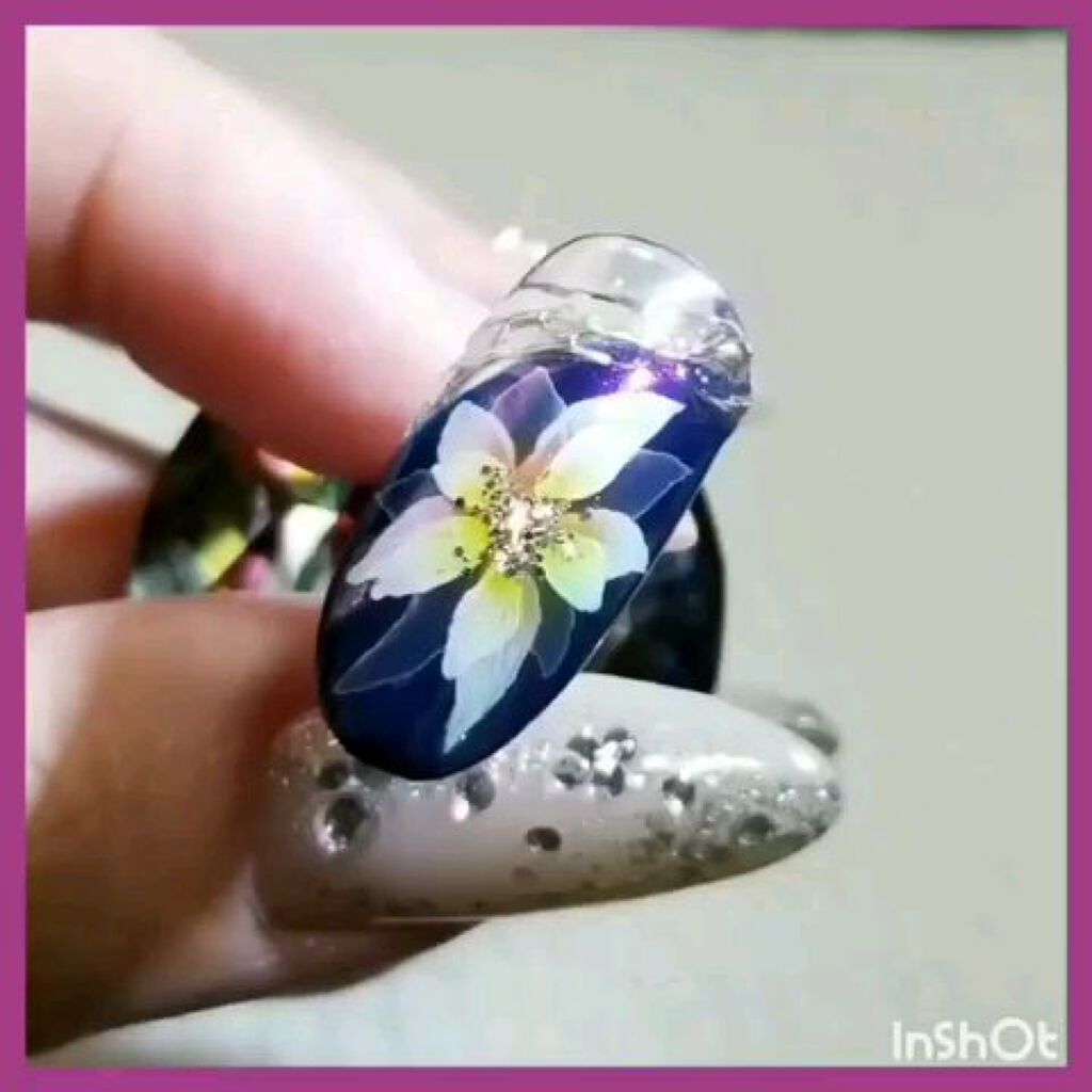 #ネイル,#ジェルネイル,#フラワーネイル,#たらしこみネイル,#キラキラネイルのネイルデザイン