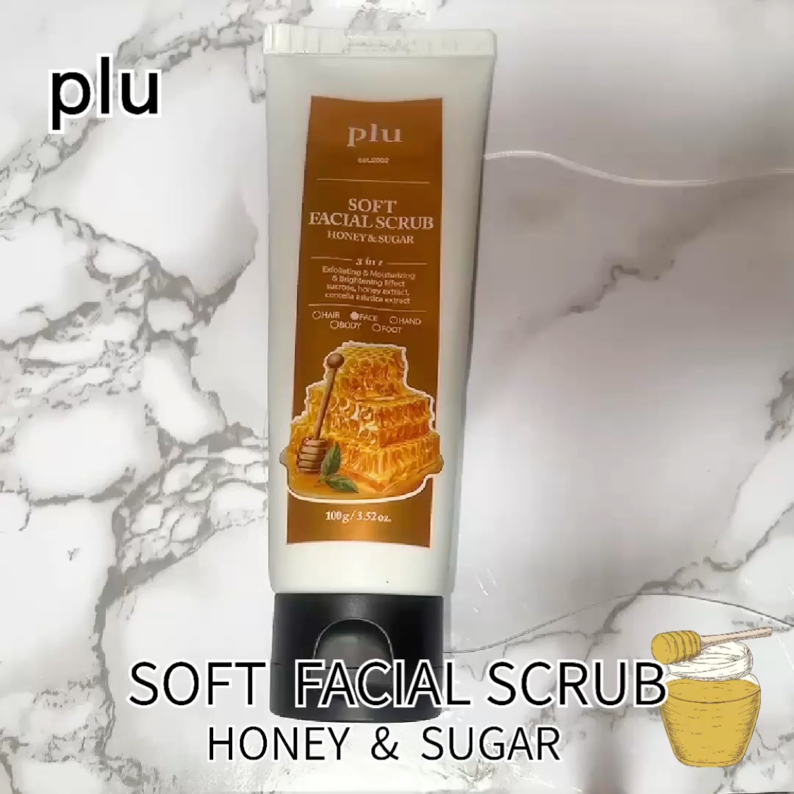 pluハニーシュガーフェイシャルスクラブ/plu/スクラブ・ゴマージュの動画クチコミ1つ目