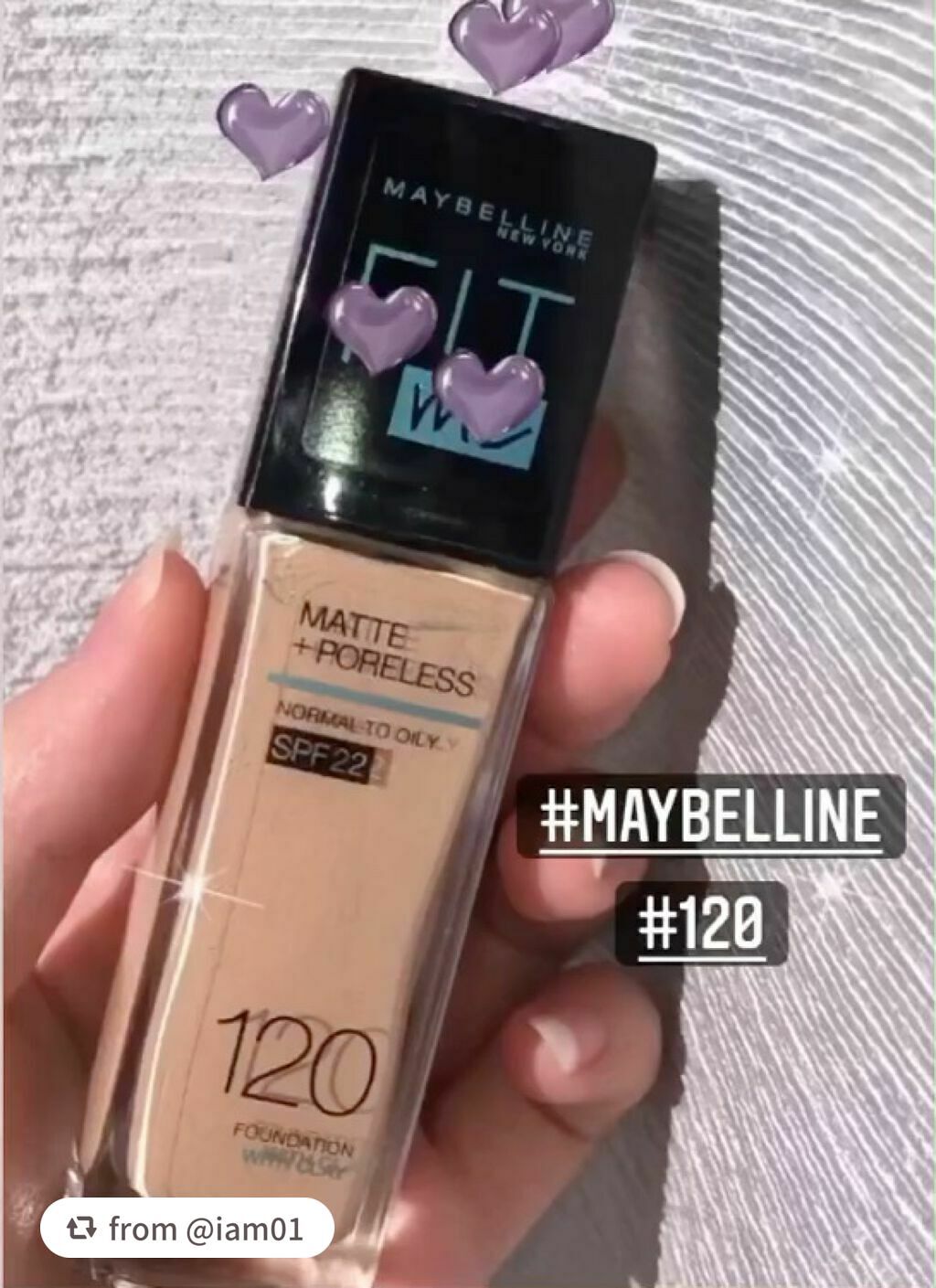 【iam017さんから引用】

“ベストコスメファンデーション💛💙💛💙
#プチプラ#薄塗り#素肌感

⬇️⬇️⬇️

MAYBELLINE NEW YORK
メイベリン フィットミー 
リキッドファンデーション R
#120

┈┈