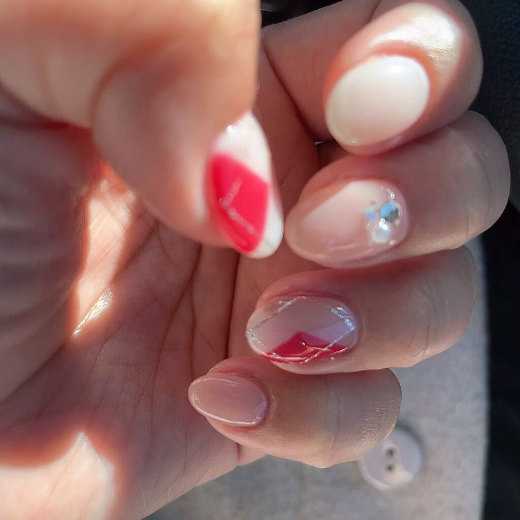 #ネイル,#バレンタインネイル,#アーガイルネイル,#冬ネイルのネイルデザイン