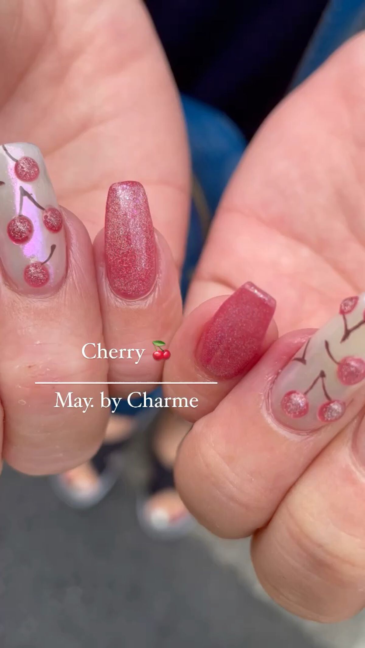 #個性的ネイル,#チェリーネイル,#ピンクネイル,#ポップネイル,#さくらんぼネイルのネイルデザイン