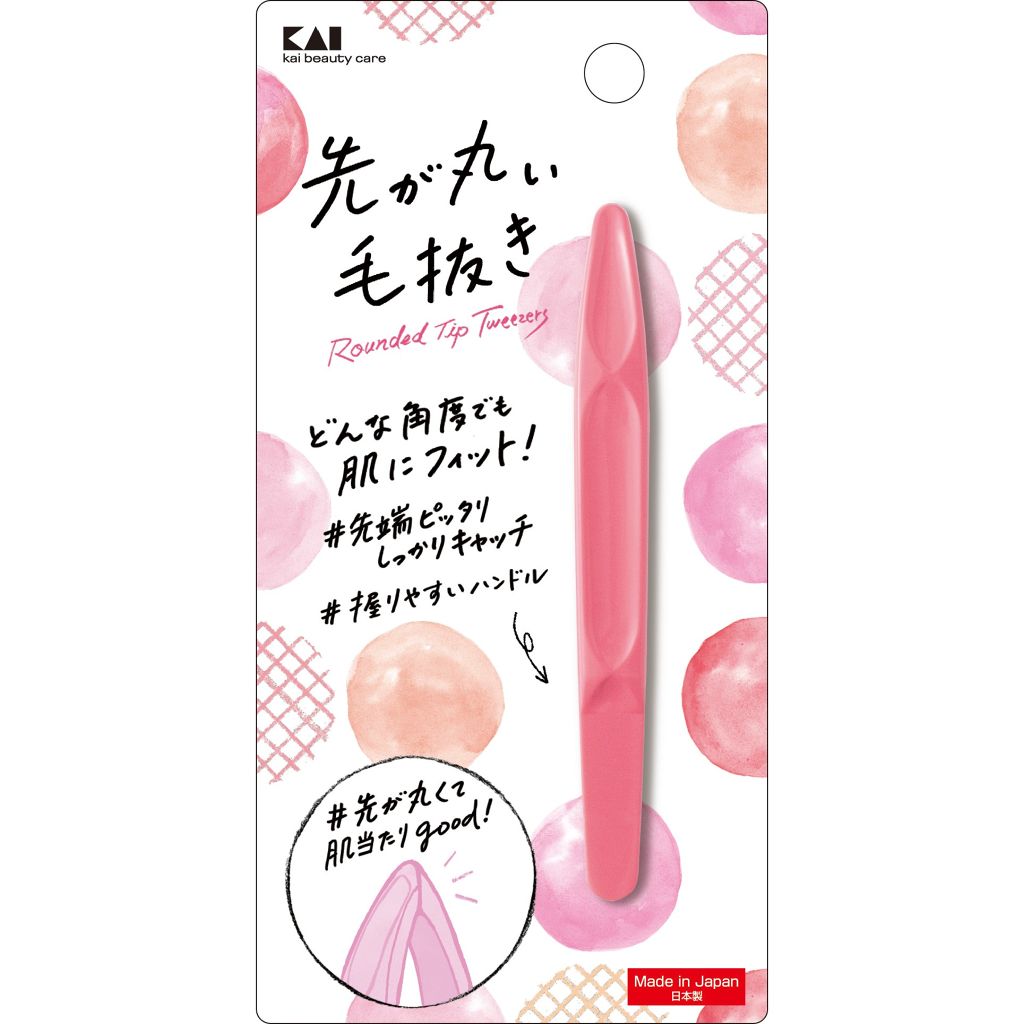 先が丸い毛抜き(ピンク) 貝印