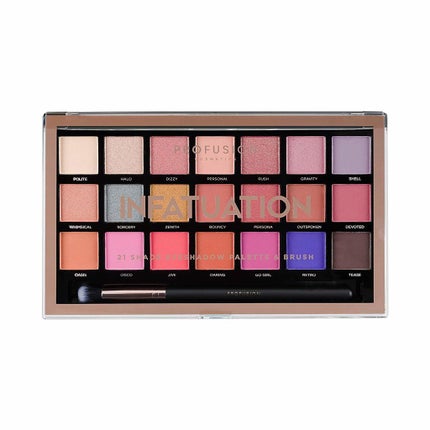 INFATUATION 21 SHADE EYESHADOW PALETTE &BRUSH / PROFUSION COSMETICS