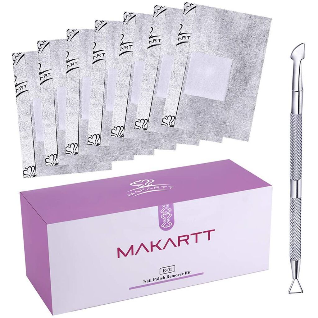 Makartt ジェルオフリムーバー アクリルUVジェル．ネイルポリッシュをきれいにオフするコットン付きアルミホイル キューティクルプッシャー
