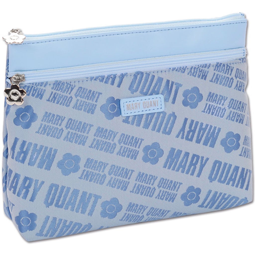 ポーチ ロゴジャカード 舟型2ファスナーポーチ(ブルー)