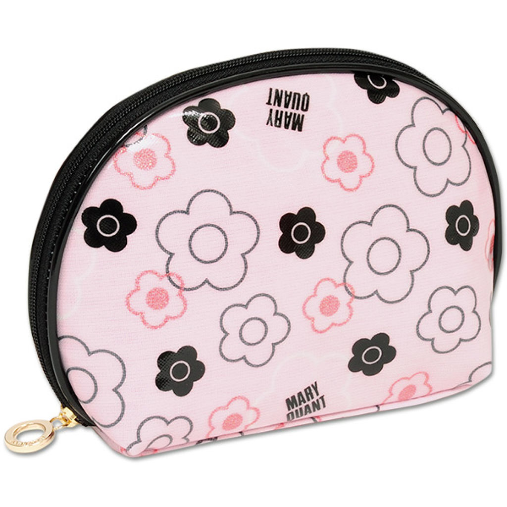 ポーチ ミックスグリッターデイジー  ラウンドポーチL（ピンク）