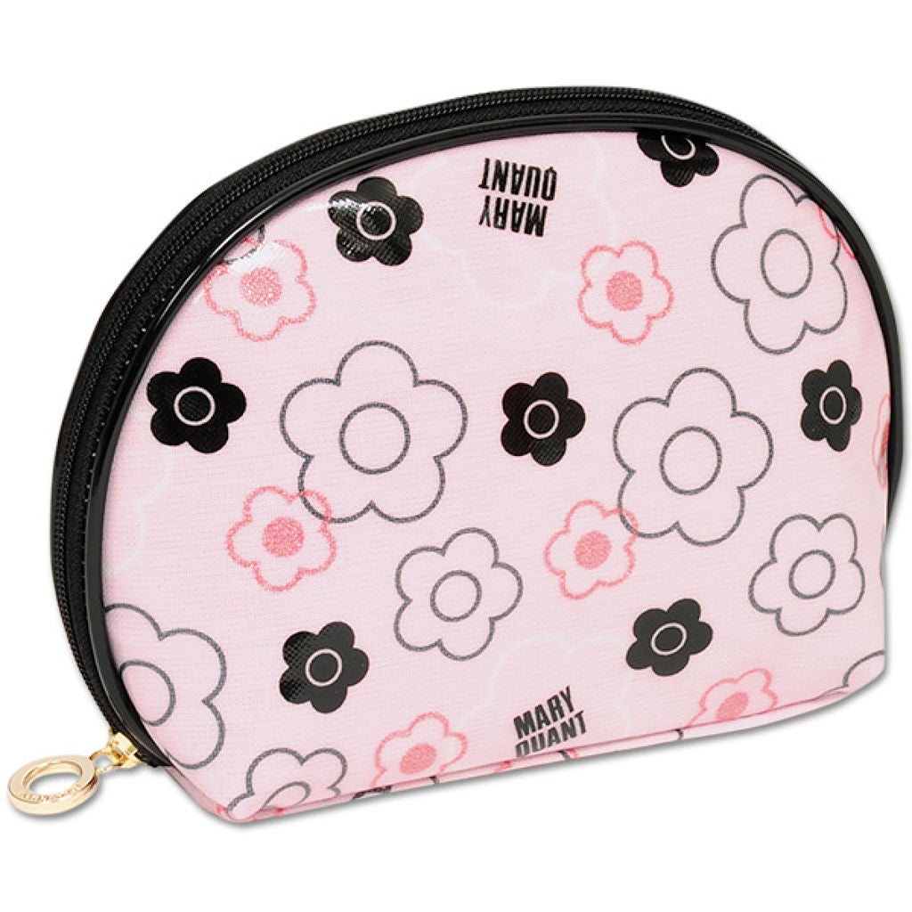 ポーチ ミックスグリッターデイジー ラウンドポーチL(ピンク)